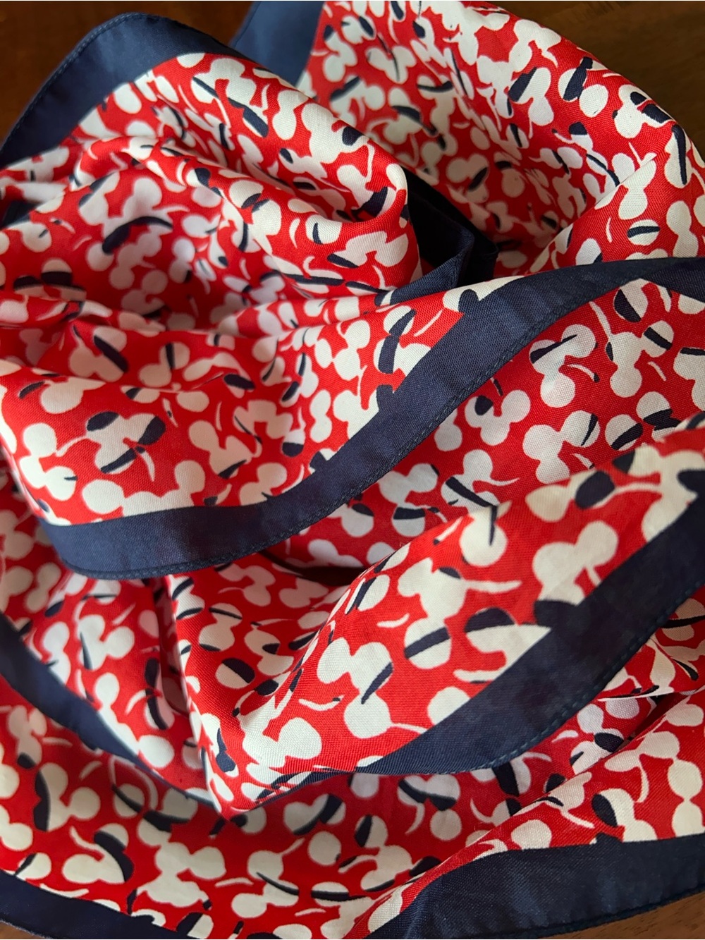 Red, Navy & White Patterned Women's Scarf 10“ x 51“